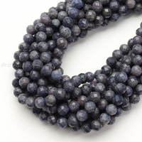 Perles de saphir à facettes naturelles, véritables perles de pierres semi-précieuses pour la fabrication de bijoux 6MM, 38CM