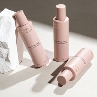 Bouteille d'essence de toner en verre rose mat givré Emballage de soins de la peau de luxe Bouteille d'huile pour le visage Bouteilles cosmétiques de 100ml avec bouchon rose