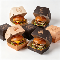 Emballage personnalisé pour restaurants à emporter, restauration rapide, frites, poulet frit, hamburger, boîte en papier pour emporter, conteneur de restauration