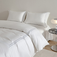 Ensemble de draps de lit 100% coton 100S satiné tissé 300tc broderie jacquard 4 pièces Housse de couette et drap plat de luxe sur mesure