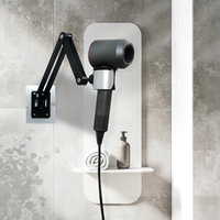 Support universel pour sèche-cheveux TOPFREE en métal compatible avec les supports muraux et les supports de fixation avec des fonctions réglables