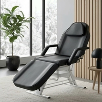 Table de massage esthétique réglable à 9 niveaux, en cuir PU éponge épais de 10 cm, chaise de salon/tatouage inclinable avec plateau de rangement