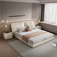 Nouveau lit de chambre principale Napapi avec cadre en bois massif, design moderne et minimaliste, luxe haut de gamme, espace de rangement intégré