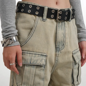 Pantalones vaqueros cargo Y2K para mujer con múltiples bolsillos, diseño de pierna desmontable, estilo urbano, holgados, admiten personalización - Product Image 3