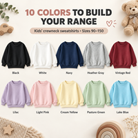Kinderfleece trui met ronde hals, lange mouwen, geribbelde boorden en zoom, 10 kleuren, 90-150