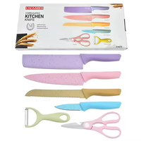 Meilleur couteau de cuisine en gros famille acier inoxydable paille de blé 6 pièces tranchage Chef pain couteau ensemble pour cadeaux