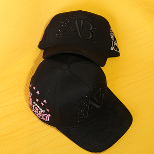 قبعة بيسبول رجالية بتصميم جديد 2025 من الشمواه بتطريز ثلاثي الأبعاد بنجوم وردية مباركة ومرصعة بأحجار الأوبسيديان - Product Image 5