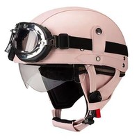Casque de moto vintage rétro LDQ demi-face en ABS homologué DOT avec visière transparente à dégagement rapide unisexe toutes saisons