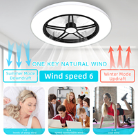 Ventilateur de plafond intelligent WiFi Alexa 20 pouces à pales invisibles avec haut-parleur Bluetooth RGB, 6 vitesses, intensité variable, profil bas pour chambre et maison