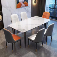 Ensemble de table à manger de luxe nordique avec structure en fer, durable et imperméable, 4 chaises pour hôtel ou restaurant