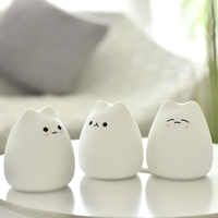 Veilleuse pour enfants en silicone, mignonne, mini, LED RGB, à piles, à changement de couleur par clignotement, en forme de chat