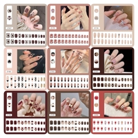 Nouveaux modèles de faux ongles de luxe de haute qualité nouvelle mode marque privée personnalisée pointe française paillettes à poser sur les ongles