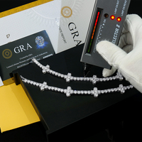 Fabricants en gros de bijoux personnalisés en argent sterling 925, bracelet tennis à breloques en forme de fleur avec moissanite et diamant