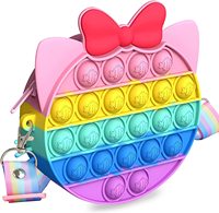 Phụ Nữ Cô Gái Kitty Fidget Pop Túi Cầu Vồng Silicone Đẩy Bong Bóng Popper Fidget Purse Vai Túi Xách Crossbody Túi