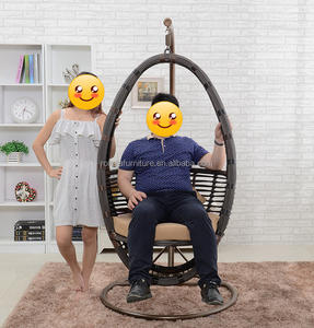 Chaise balançoire de loisirs d'extérieur Design <span class=keywords><strong>cabane</strong></span> à œufs Chaise balançoire suspendue en rotin pour patio Chaise balançoire à cadre en aluminium pour nid d'oiseau - Product Image 3