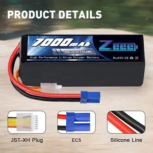 ZEEE 6S 22.2V 100C 7000mAh en iyi RC Lipo pil EC5 Traxxas X Maxx 8S 4WD RTR canavar kamyon ve Traxxas UDR