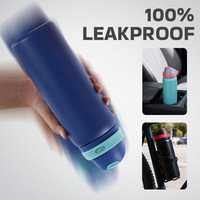 Bouteille isotherme durable en acier inoxydable 304 de grande capacité, avec couvercle à double fonction et paille rabattable 2-en-1, personnalisable avec logo pour l'extérieur