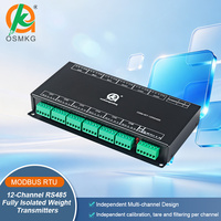 Oshangming Transmisor de Peso de 12 Canales y 24 Bits de Resolución, Sensor Transductor de Celda de Carga, RS485 Modbus RTU