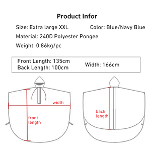 Poncho de pluie pour trottinette électrique, imperméable et réfléchissant, en polyester pongé épais et résistant - Product Image 5