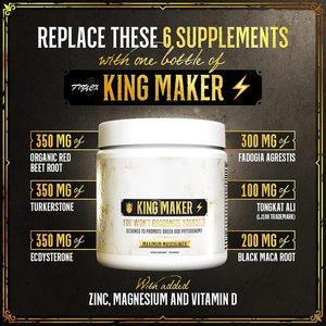 KING MAKER Suplemento para el Cuidado de la Salud 13 en 1 para Hombres, 120 Cápsulas para Aumentar la Energía, el Crecimiento Muscular Magro y la Recuperación para Adultos - Product Image 3