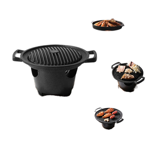 Barbecue extérieur en fonte avec couvercle, alimenté au charbon de bois, pour la cuisson en camping - Product Image 1