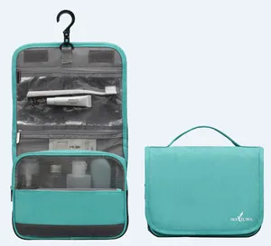 トラベルスキー旅行ポータブル化粧品バッグ卸売PU防水ハンギングトイレタリーバッグ