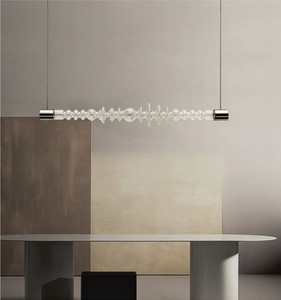 โคมไฟระย้า<span class=keywords><strong>แก้ว</strong></span>ห้อย<span class=keywords><strong>น้ำ</strong></span>ปรับความสูงได้พร้อมโคมไฟโลหะติดเพดาน - Product Image 2