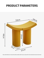 Tabouret Ottoman Confortable en Plastique Dumbo pour Salon, Chambre, Entrée – Banc d'Appoint Moderne Minimaliste à Panneaux Courbes