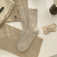Chaussettes en cachemire pour femmes, épaisses et chaudes, avec logo personnalisé, tendance hiver, laine d'alpaga