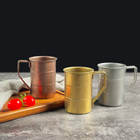 Tasses à bière en acier inoxydable de 350 ml sans BPA, incassables, avec logo personnalisé, avec poignée, pour le camping, cadeau