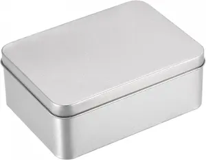 Boîtes métalliques de qualité alimentaire, emballage métallique carré 125mm x 90mm x 48mm, boîtes métalliques en étain