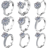 Cincin Perak S925 Grosir Pabrik dengan Berlian dan Moissanite, Cincin Pernikahan Abadi untuk Wanita