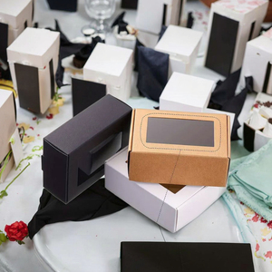 Boîtes en papier blanc personnalisées avec fenêtres transparentes Porte-gâteaux carrés pour tartes Donuts Muffins Chocolats Mariages Fêtes - Product Image 4