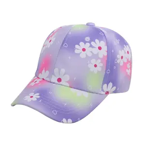 Tie-dye Boné de beisebol colorido para a menina Idade 3-8 Festival Presente Outdoor Moda Crianças Chapéu de sol Curvo Brim Dad Cap Crianças