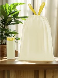 HuamaohengchunUltra Strong <b>Drawstring</b> Trash <b>Bags</b>,4 Gallon,Fragrance Free,<b>Small</b> Garbage <b>Bags</b>,15 Pcs Lemon Color - Product Image 4