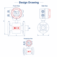 Débitmètre électromagnétique DN10-DN1000, sortie 4-20mA, impulsion RS485, avec revêtement PTFE, pour eaux usées, liquides chimiques