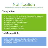 Pièces de rechange pour mixeur à jus, ensemble de lames avec gobelet de 24 oz et couvercle, ensemble de 5 pièces compatible avec NJ BL480, BL490, BL640 Auto IQ