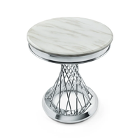 Table basse moderne en marbre blanc avec base en acier inoxydable doré Table d'appoint ronde pour salle à manger salon chambre vente en gros