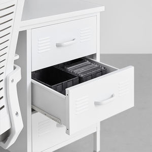 Bureau de direction populaire pour la maison, bureau d'étude intérieur avec tiroirs de rangement et roulettes, en métal - Product Image 5