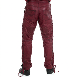 กางเกงหนังแท้ของผู้ชายกางเกงหนังแฟชั่นหรูหราผลิตตามสั่งส่งออก - Product Image 6