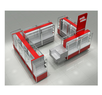 Kunden spezifische rote Glas vitrine LED für Showroom Schmuck Elektronik Zubehör für Handy Mall Kiosk Showcase Display