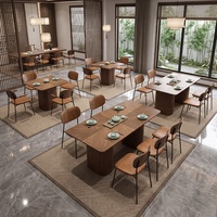 Ensemble table et chaises de style commercial simple, couleur noyer, assortiment de couleurs classiques, montage facile, s'adapte à différents décors de restaurant