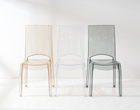 Vente en gros de meubles de maison chaise de salle à manger moderne et ordinaire en plastique résine acrylique transparent