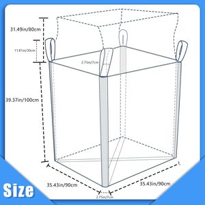 Sac en vrac Huamaohengchun - Capacité de 4400 lb, 35x35x43 pouces, Polypropylène (PP), Ouverture supérieure, Blanc, Rectangulaire, Réutilisable - Product Image 2