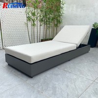 Chaise longue de piscine en aluminium robuste avec coussin pour villa, hôtel, complexe hôtelier, jardin, patio