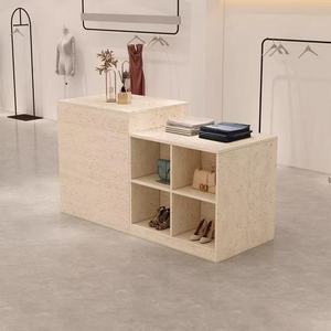 Comptoir d'accueil combiné avec des étagères de présentation, comptoir multifonctionnel pour magasin de vêtements, salon de manucure - Product Image 2