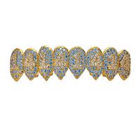Tip Top New Design Shine Hip Pop Golden Teeth Grillz avec Rhinestone Unisex Gift