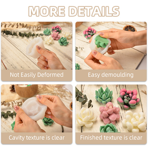 MUYULINS FACTORY Handmade succulent plant flower mold, used candles and cactus, LFGB-grade <b>silicone</b> mold for candle making - Product Image 5