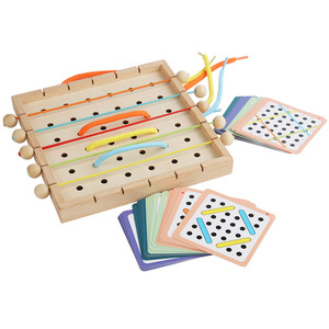 <span class=keywords><strong>Jeu</strong></span> de société éducatif en bois pour enfants, <span class=keywords><strong>jeu</strong></span> de puzzle avec <span class=keywords><strong>corde</strong></span> élastique à enfiler, jouet en bois - Product Image 1