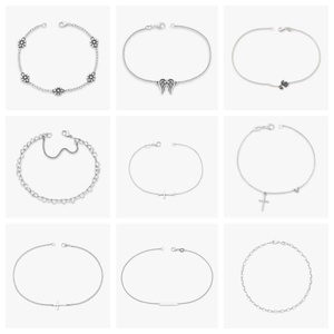 Pulseras de Plata de Ley 925 con Colgante Completo de Flor de Margarita y Alas Cruzadas para Mujer y Hombre, Joyería Vintage Estilo Punk Urbano - Product Image 3